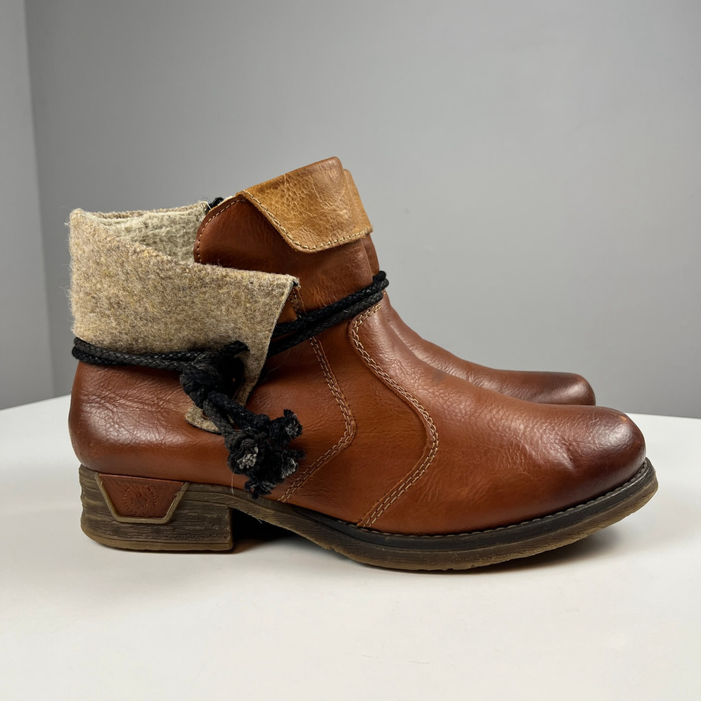 Rieker Women Brown Leather Ankle Boots Size 41